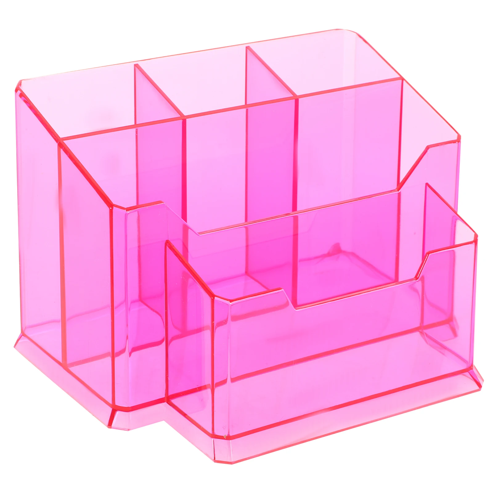 

Nail Art Pen Holder L13L13 Translucent Pink Acrylic Makeup ganizer Multiple Compartments Storage Display Rack Vanity Desk Large