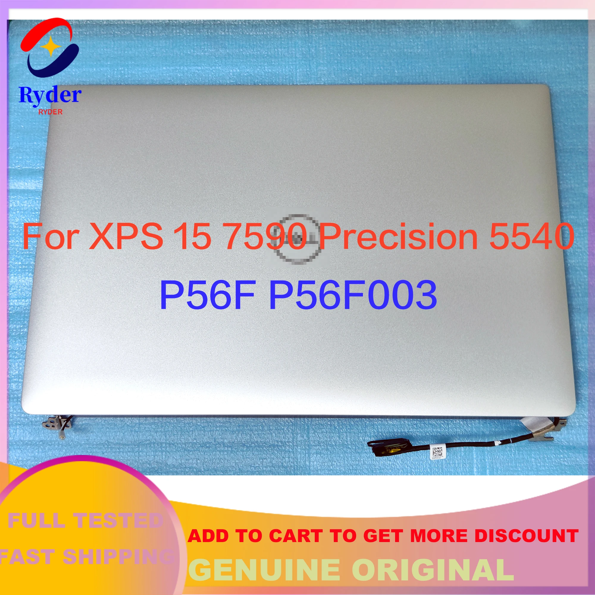 Original New For Dell XPS 15 7590 P56F P56G003 15.6-inches 4K UHD OLED FHD LCD Display Touch Screen Complete Assembly Silver