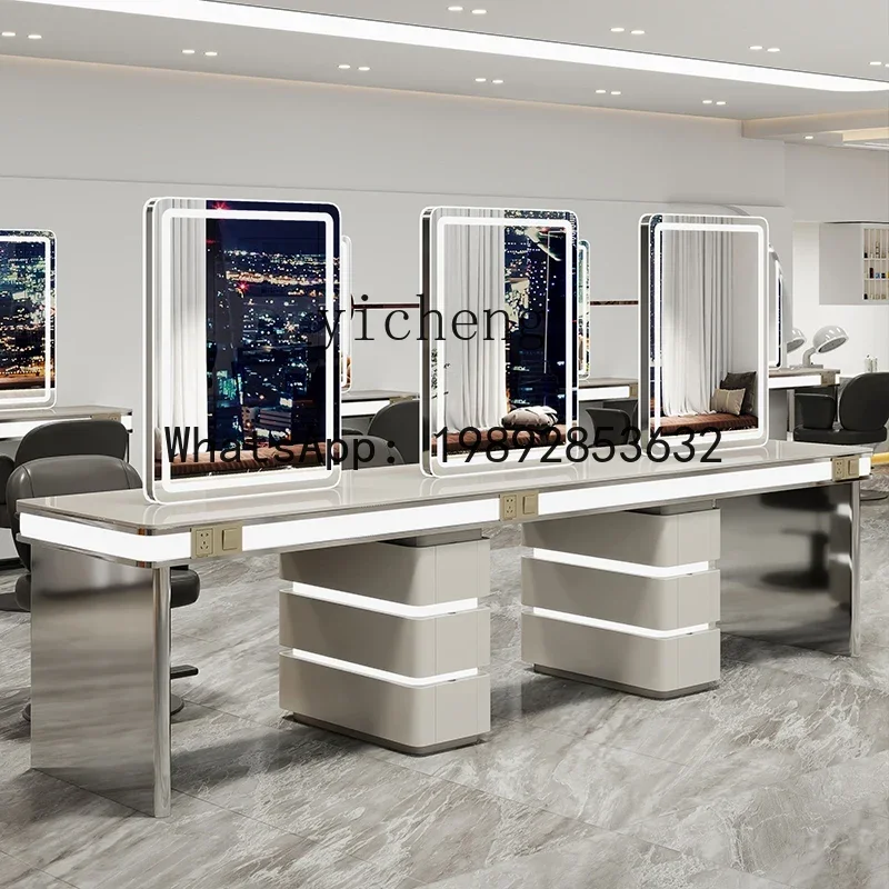 G3 hair salon mirror table double-sided four-sided hair salon special hair cutting mirror with light