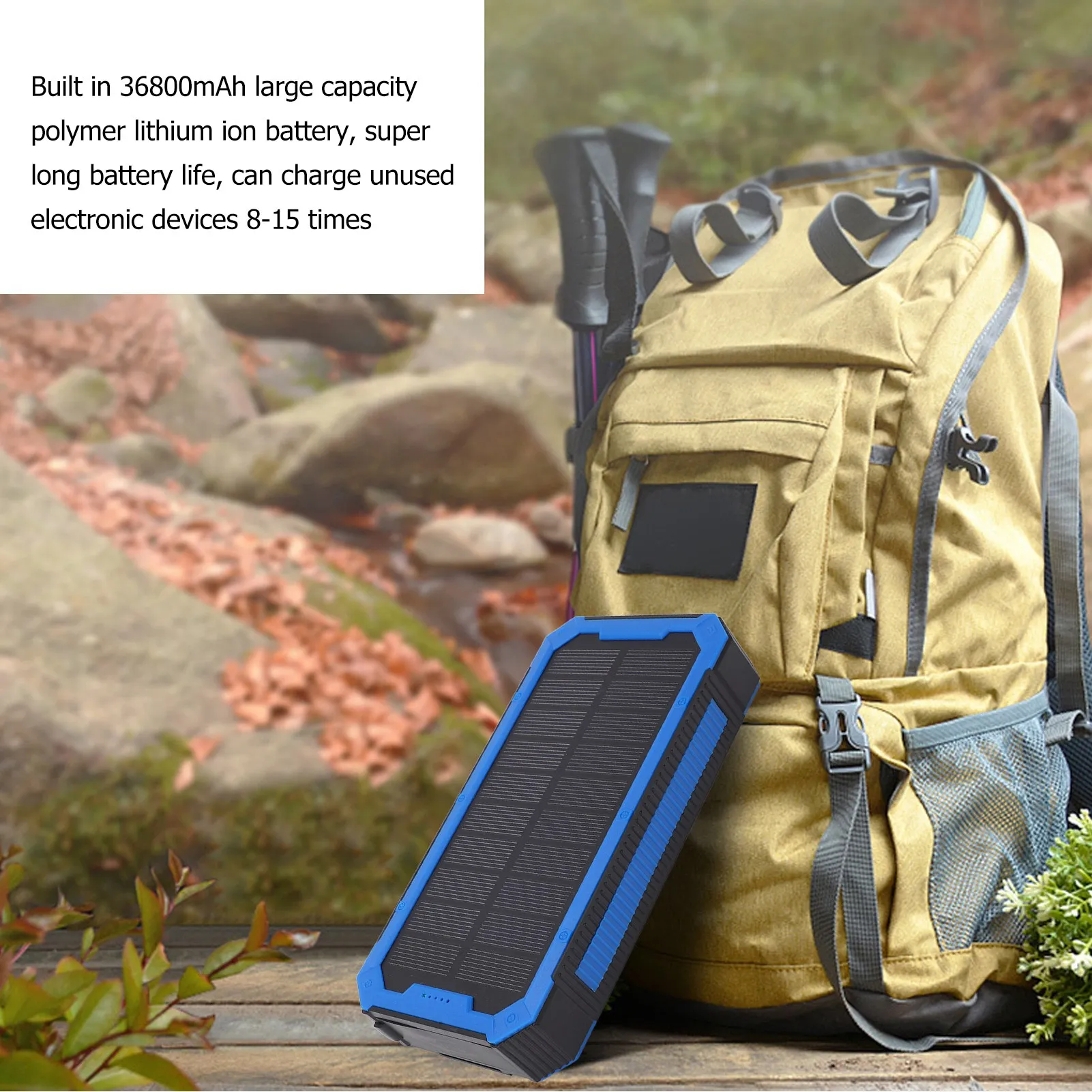 بنك الطاقة الشمسية 36800mAh 34LEDs 4 USB إخراج نوع C مدخلات بطارية خارجية تعمل بالطاقة الشمسية للتخييم في الهواء الطلق بنك الطاقة الشمسية