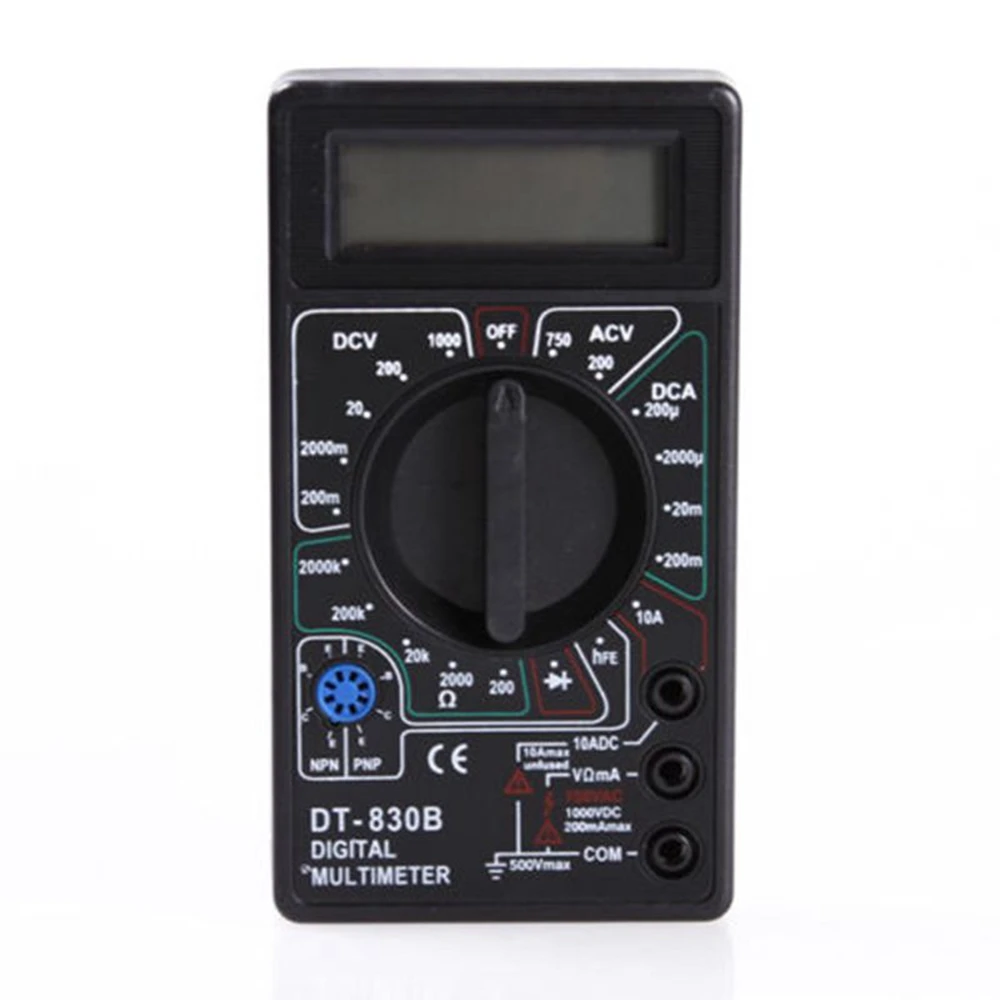 Digital Multimeter DC AC Voltmeter Ammeter Ohm Diode Tester Meter Check and HFE Overload Protection DT830B