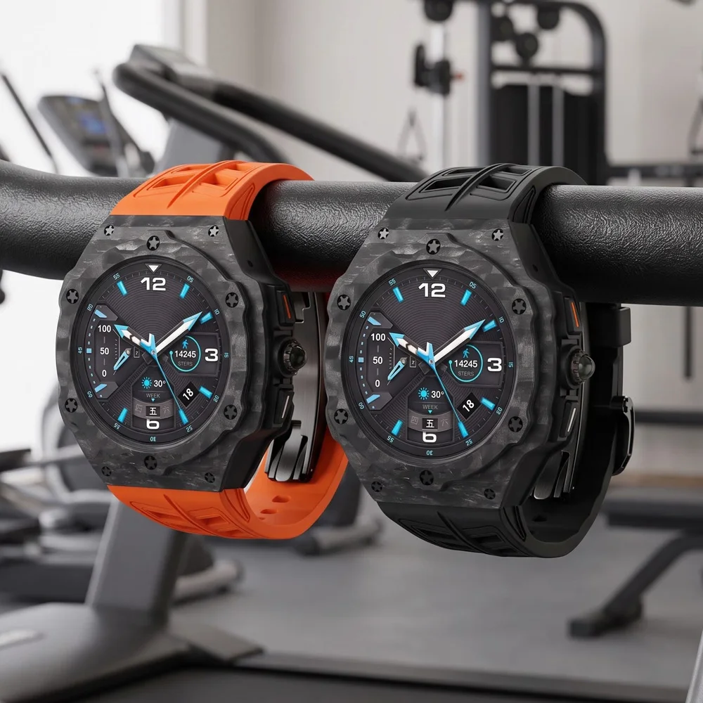 Luxury Modification Kit for Samsung Galaxy Watch Ultra 2 47mm Carbon fiber Case+Silicone Strap for Galaxy Ultra 2026 Refit Kit