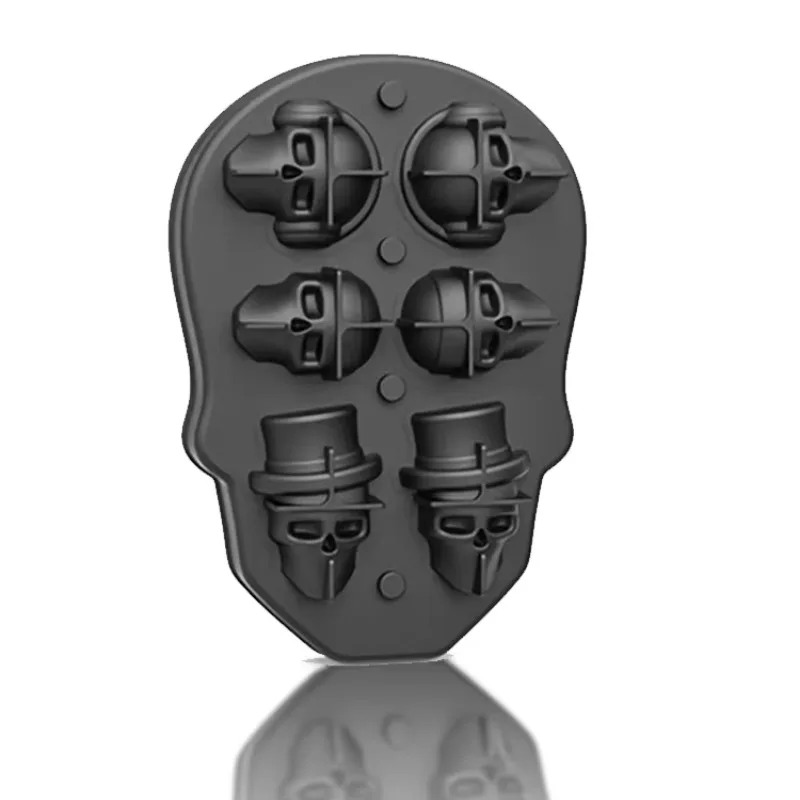 Skull-shaped skull ice mold for whiskey trays with silicone ice cube mold without spill cover
