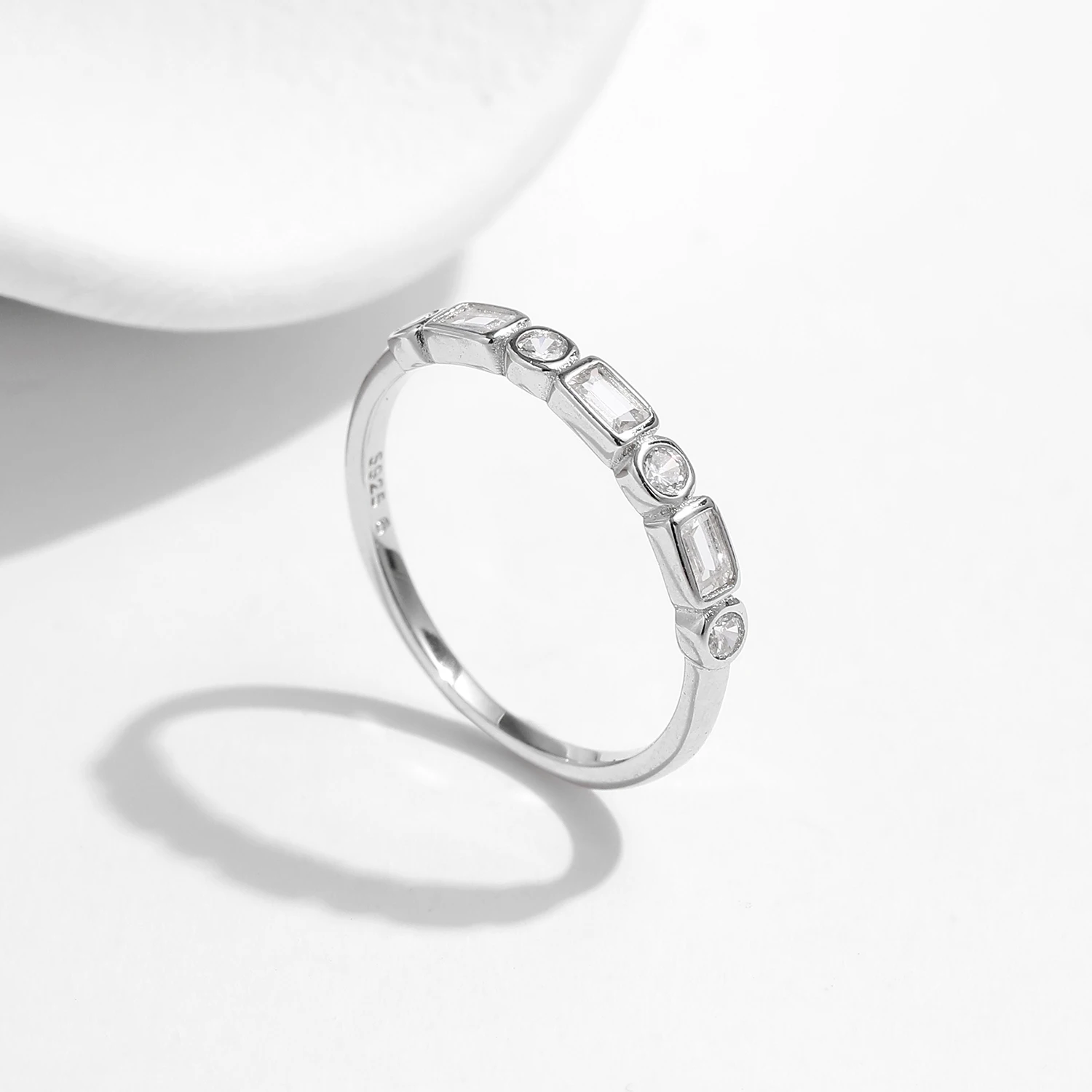 MODIAN-Bague en argent regardé 925 pour femme, bijoux fins, bague ronde, bague rectangulaire, bague de fiançailles, bague de mariage, mode absorbe ouissante, clair, CZ