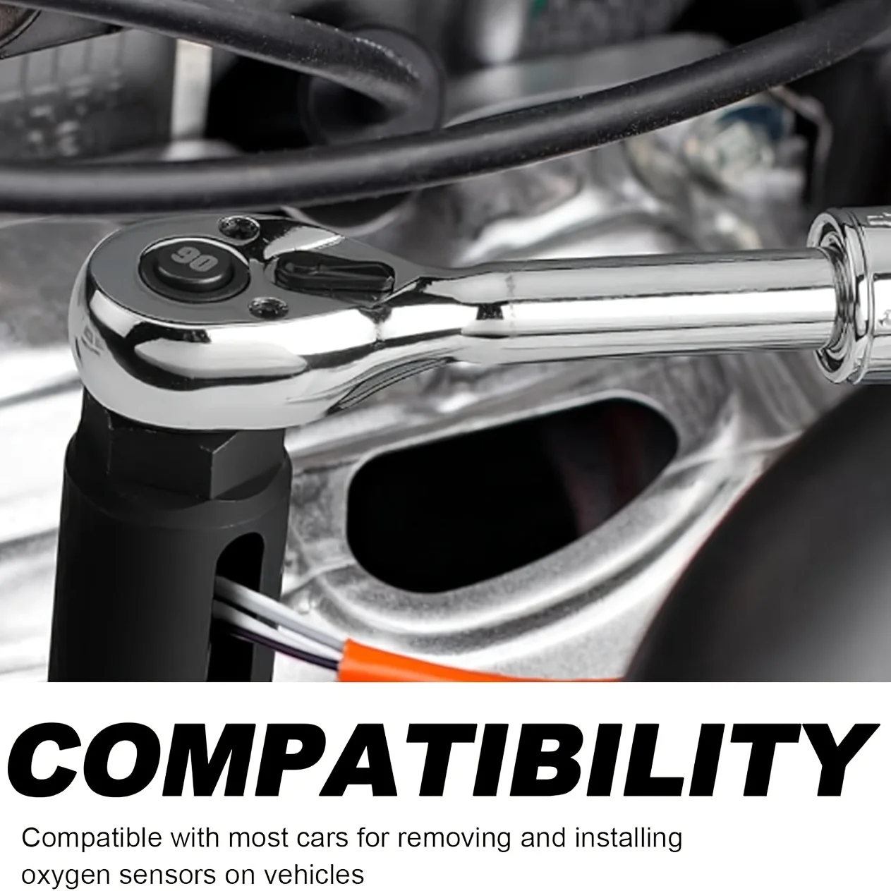3Pcs O2 Oxygen Sensor Socket Wrench Set, 7/8 Inch 22mm Offset Removal Tool Kit for Auto Car Repair and Vacuum Switch Socket view 2