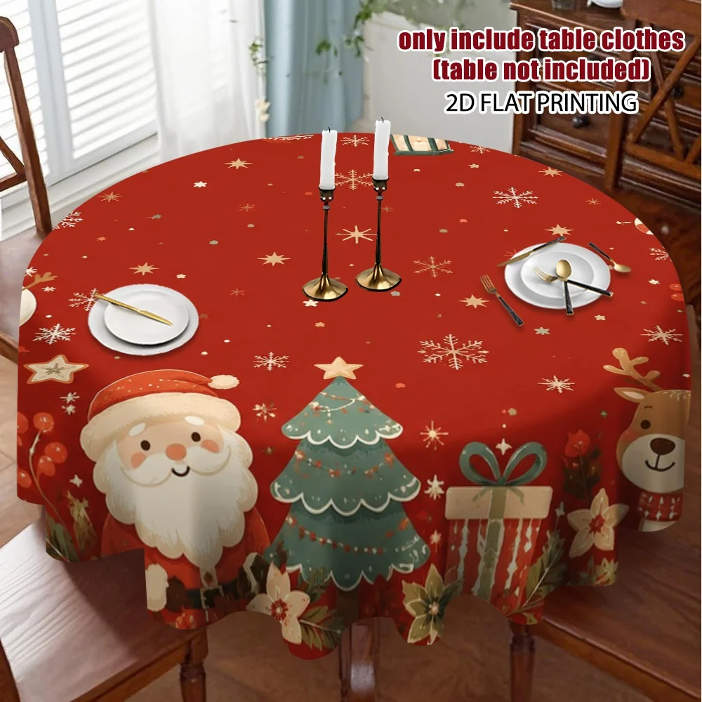 round tablecloth design for Christmas celebrations, creates a seasonal dining style and brings the harmonious beaut