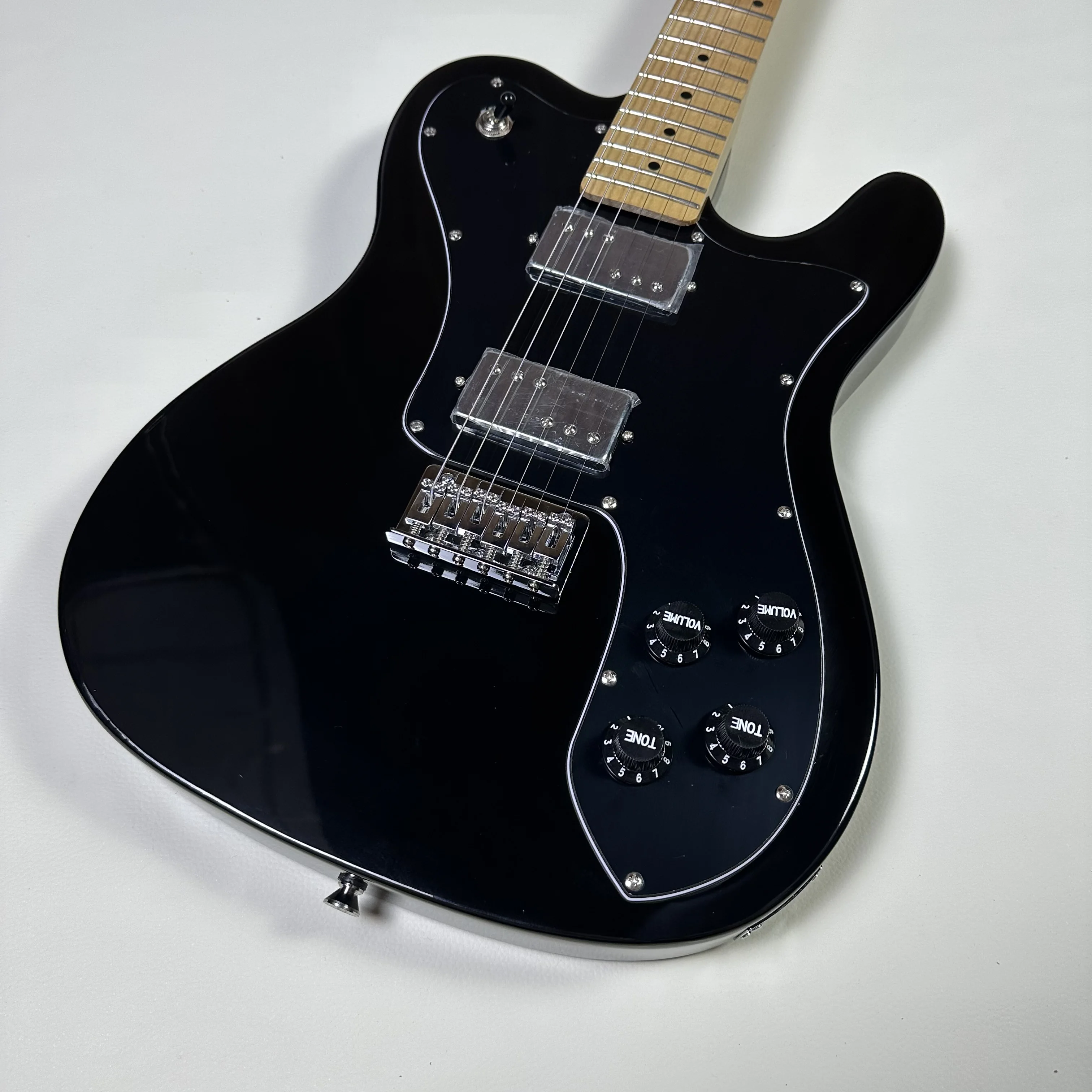 جيتار كهربائي TL 72 أسود عالي الجودة متوفر في المخزون، لوحة أصابع من خشب القيقب، كبير الحجم #2