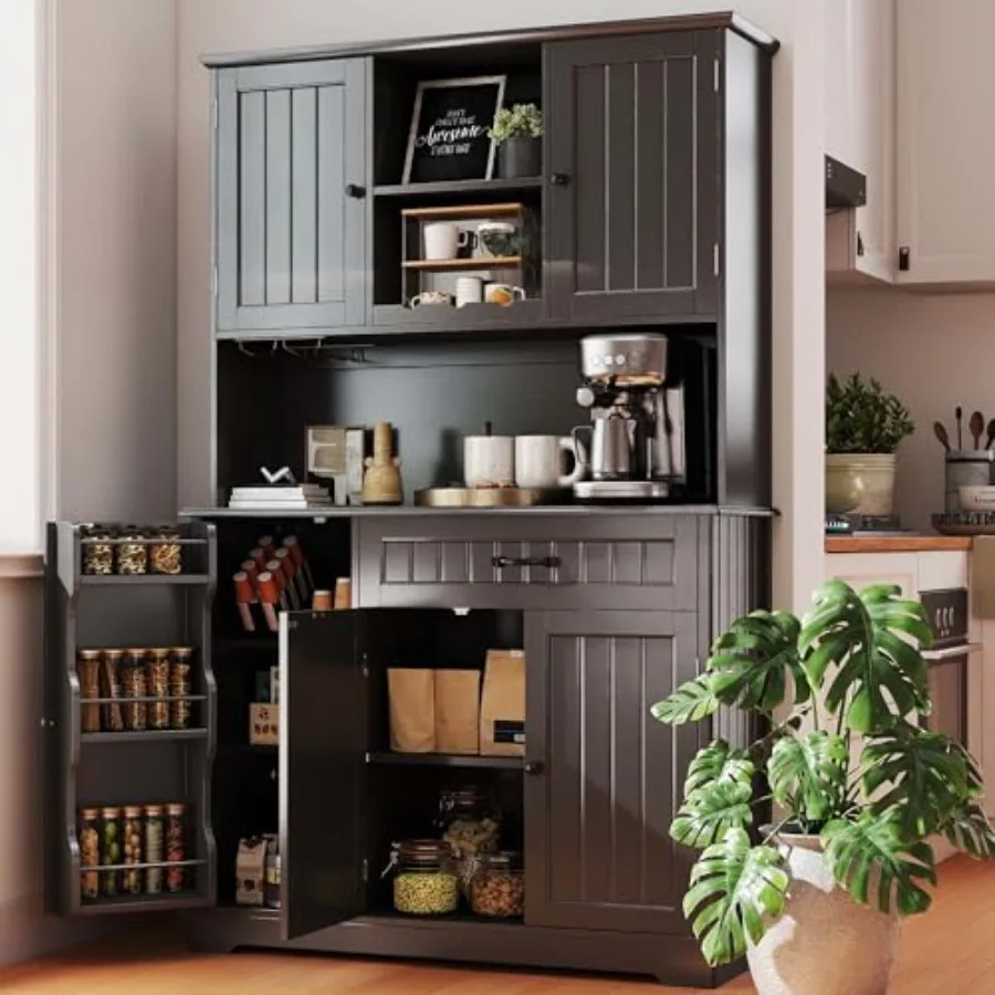 Tall Kitchen Storage Cabinet with Door and Shelves