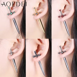 AOEDEJ 18G Sword Studs Earring for Men Punk Ear Stud Stainless Steel Gothic Sword Earrings Jewelry Gift Vintage Dagger Earrings