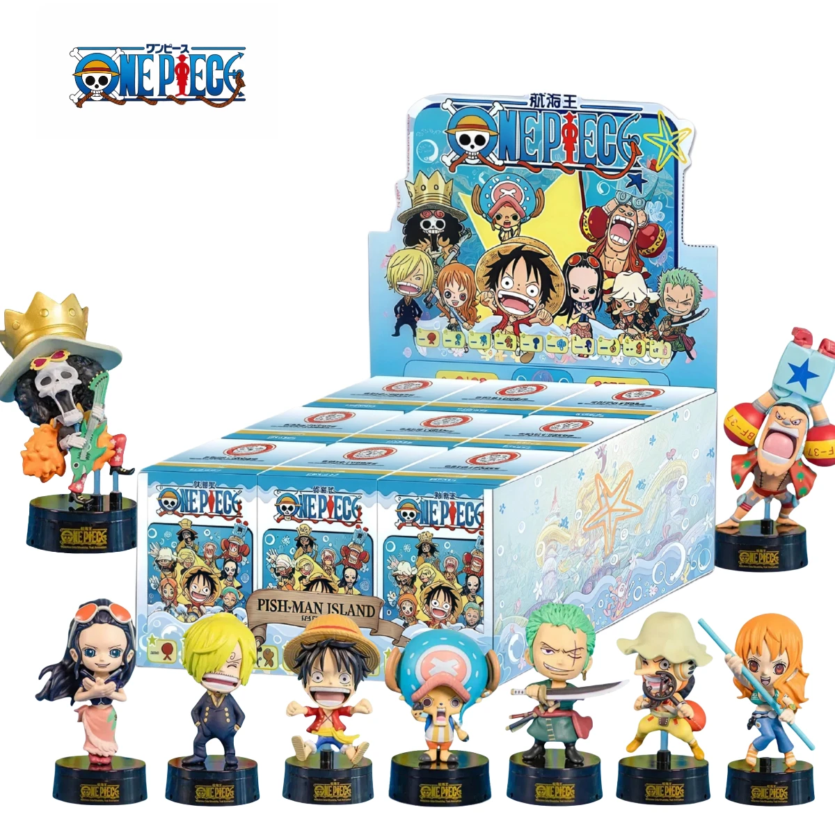

10 Style Original One Piece Fish-Man Island Series Car Air Freshener Mystery Box Anime Collectible Figures Luffy Model Toys Gift