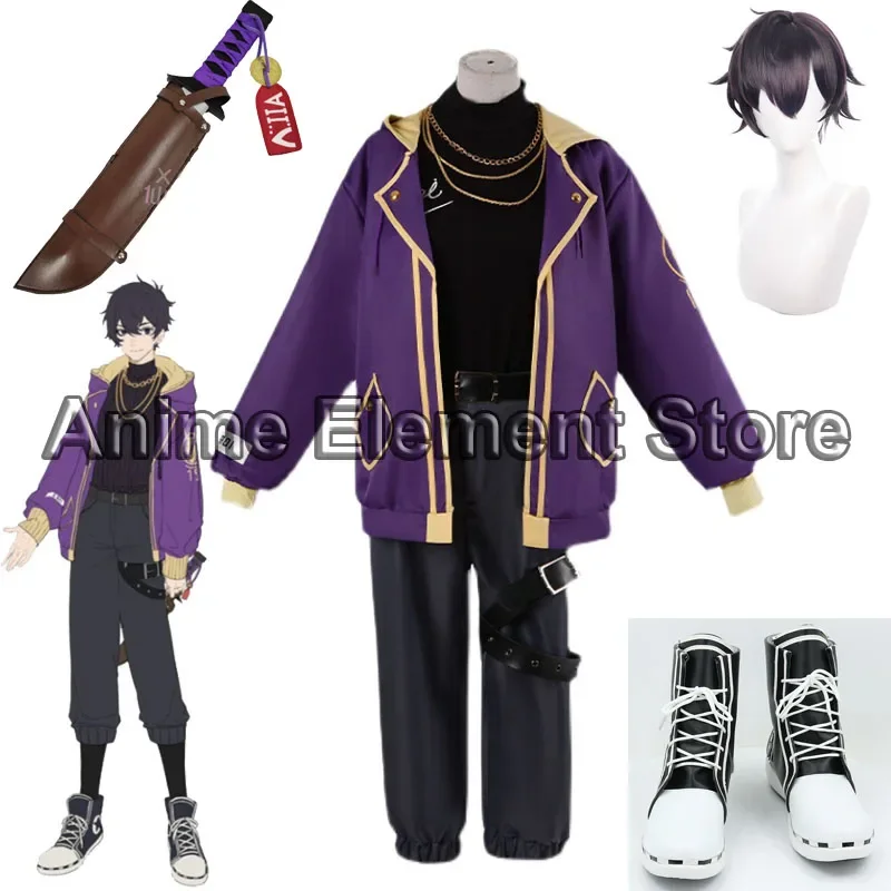 FC6VTuber Luxiem Shoto Dog Shxtou Cosplay Costume NIJISANJI Fancy Party Suit Wig Shoes Jacket Halloween Carnival Uniform Me@FC8！