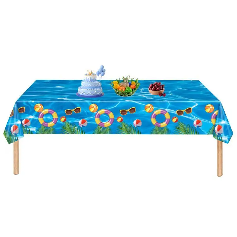 Summer Pool Tablecloth Beach Party PP Table Cover Pool themed party table cover  Surfboard Birthday Bachelor Party Tablecloth