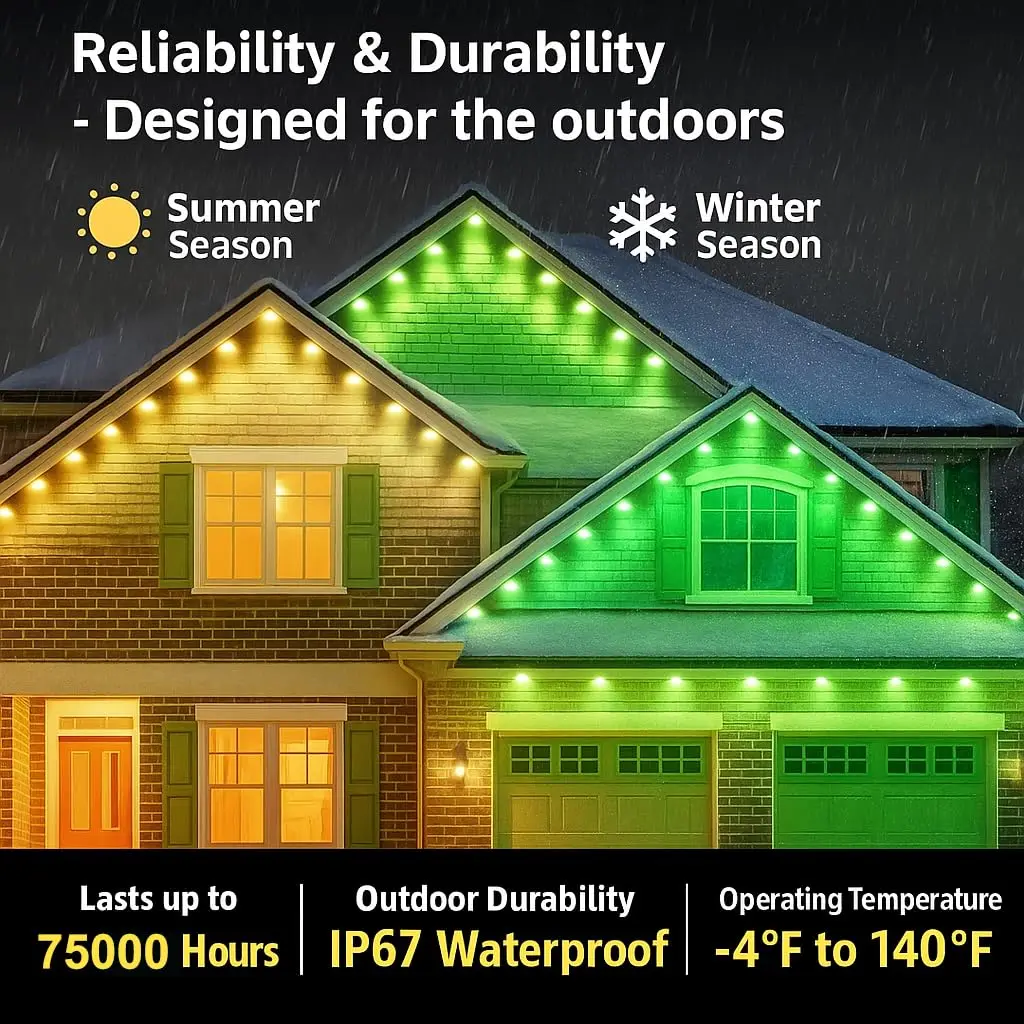 التحكم الذكي 150FT 90 المصابيح الدائم في الهواء الطلق ضوء DIY المشهد ضوء سقف المنزل الإضاءة للحزب هالوين عيد الميلاد الإضاءة #3