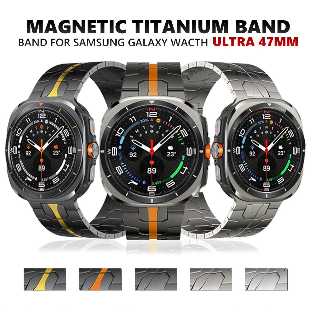 Magnetisches Titan-Metallarmband für Samsung Galaxy Watch Ultra 47 mm, luxuriöses Link-Band für SAMSUNG ULTRA 7 47 mm, Herrenarmband ohne Lücken