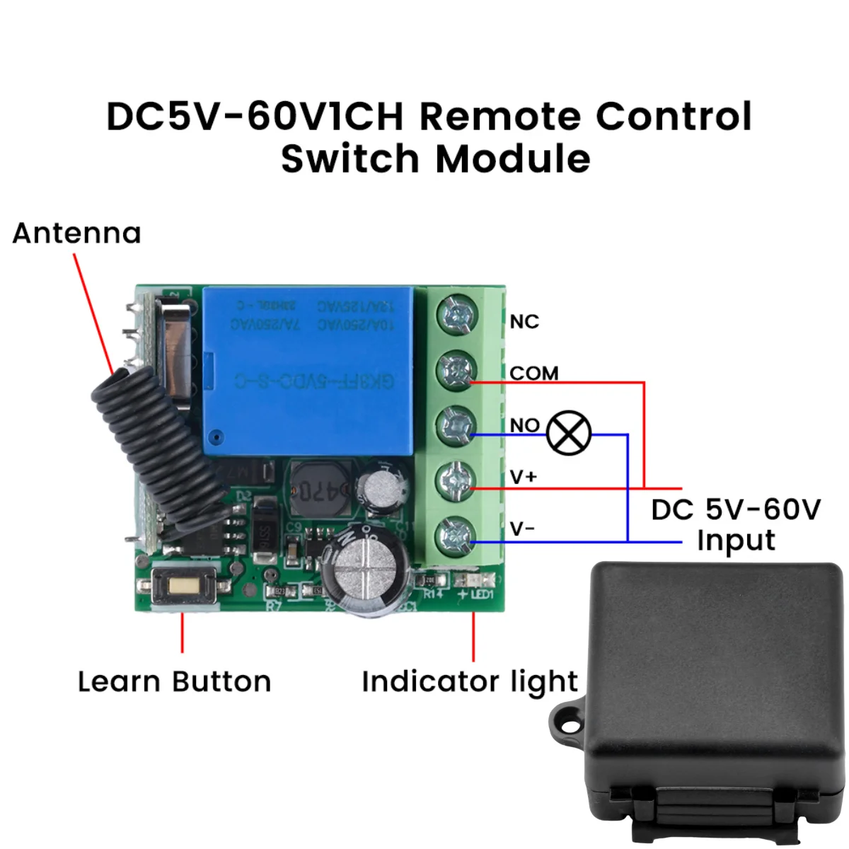 433Mhz Wireless Remote Control Switch DC5V9V12V24V60V Single Channel Attendance Access Control Machine Receiving Module Relay