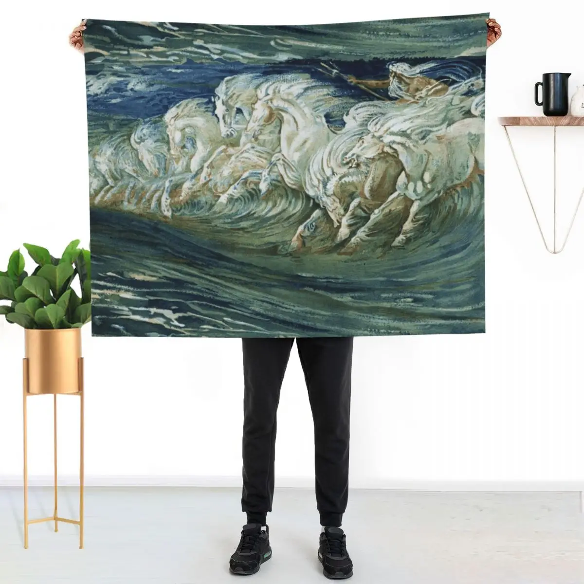 SEA HORSES OF NEPTUNE AMONG WAVES Throw Blanket warm winter funny gift Luxury manga sofa bed Decoratives Blankets