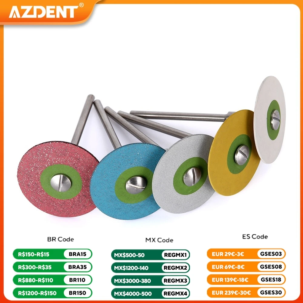 1PC Dental Stones Wheel Grinder AZDENT for Zirconia Ceramic HP 26mm Rubber Diamond Polisher Disc for Porcelain