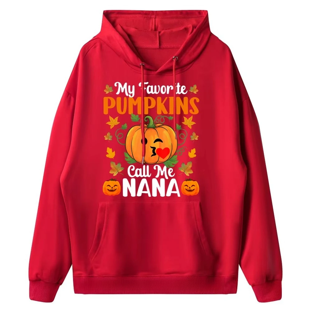 My Favorite Pumpkins Call Me Nana Funny Halloween Black Graphic Pullover Hoodies Fall Hoodie Plus Size Outdoor Top Free Shipping