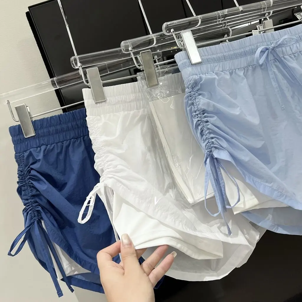 Ultra-Light Thin Sports Shorts Women's Casual Breathable High-Waisted Drawstring Inner-Lined Two-Piece Fitness Leisure Pants