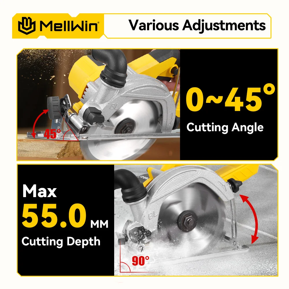 MELLWIN Electric Circular Saw 6 Inch 150mm Brushless Cordless Handheld Circular Saw Woodworking Tool for Makita 18V Battery Pin - Image 5