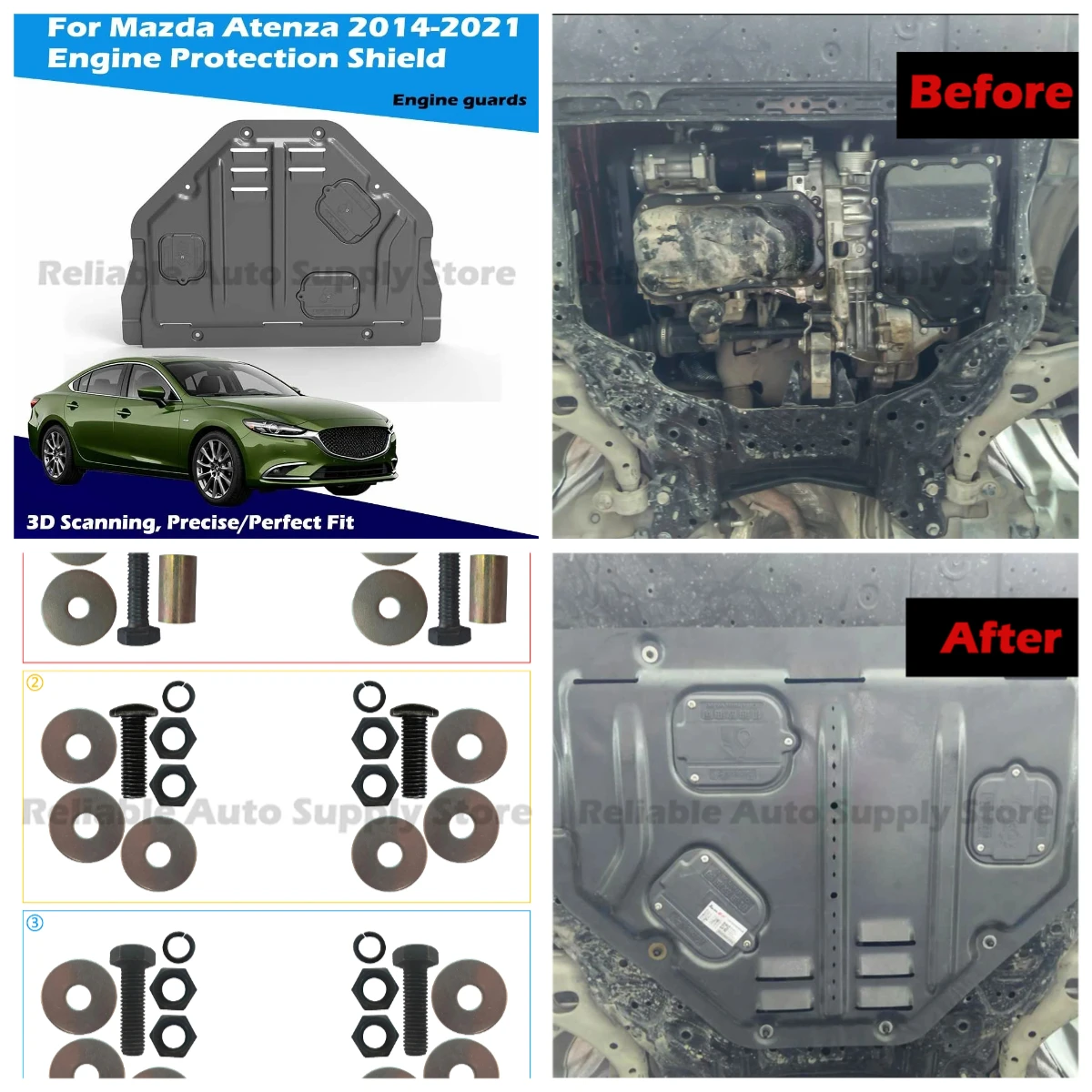 

Durable Engine Bottom Shield Anti Rust Protection Cover for Vehicles For Mazda Atenza 2014-2021