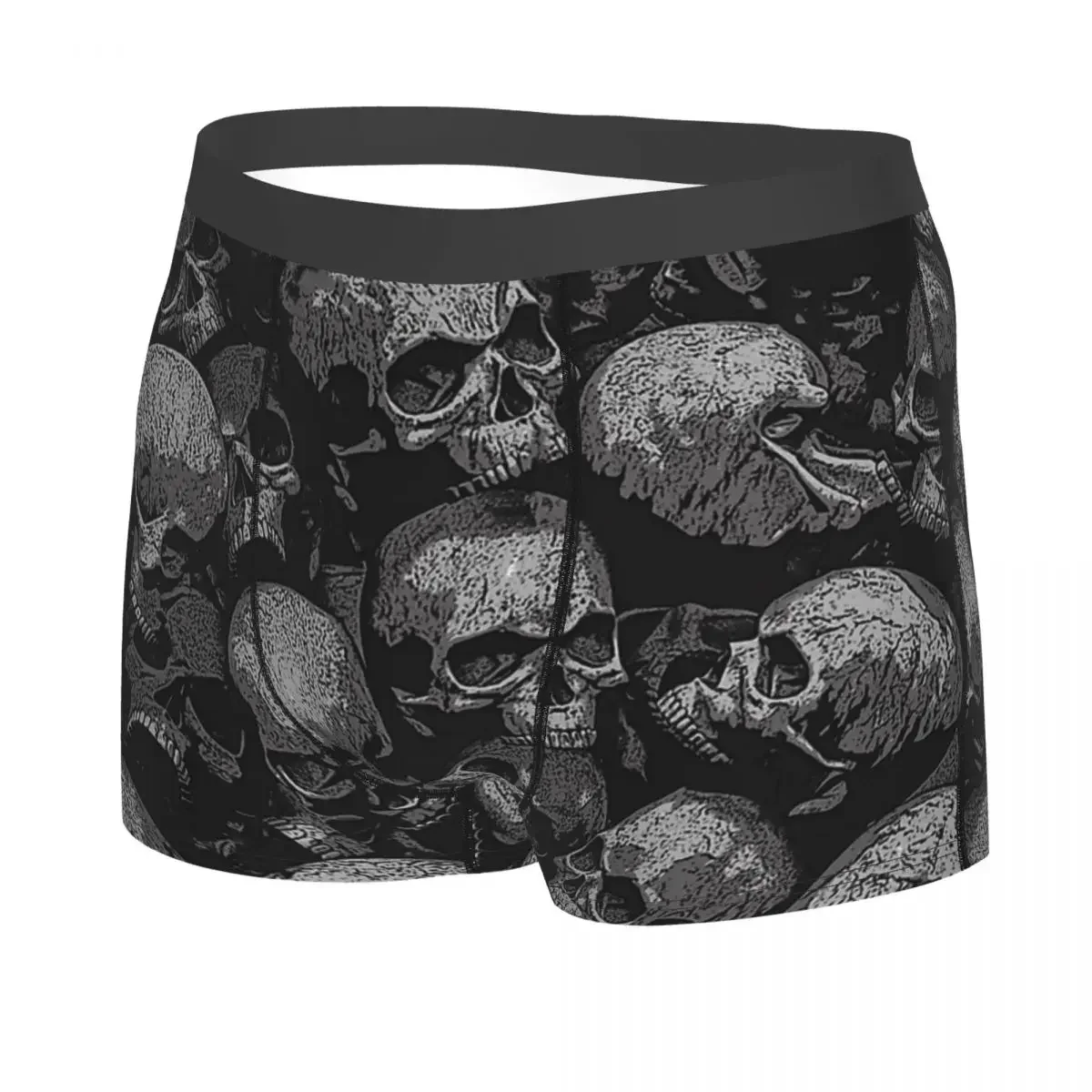 Totally Gothic Men Boxer Briefs Skeleton Skull Bone Breathable Creative Underwear Top Quality Print Shorts Gift Idea