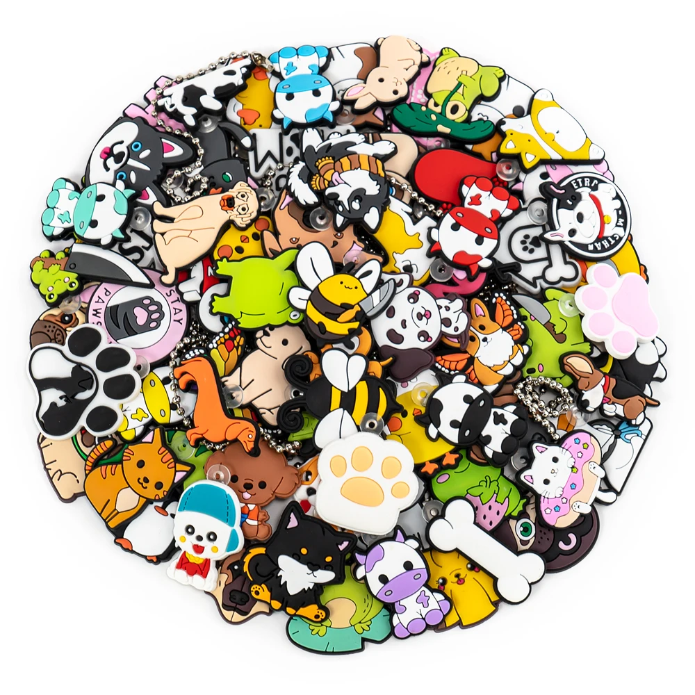 10/20/50/100 PCS Random Keychain Cute Animal Dogs Cats Cartoon Anime Character Keyring fit Car Key Accessories Friends Key Gift