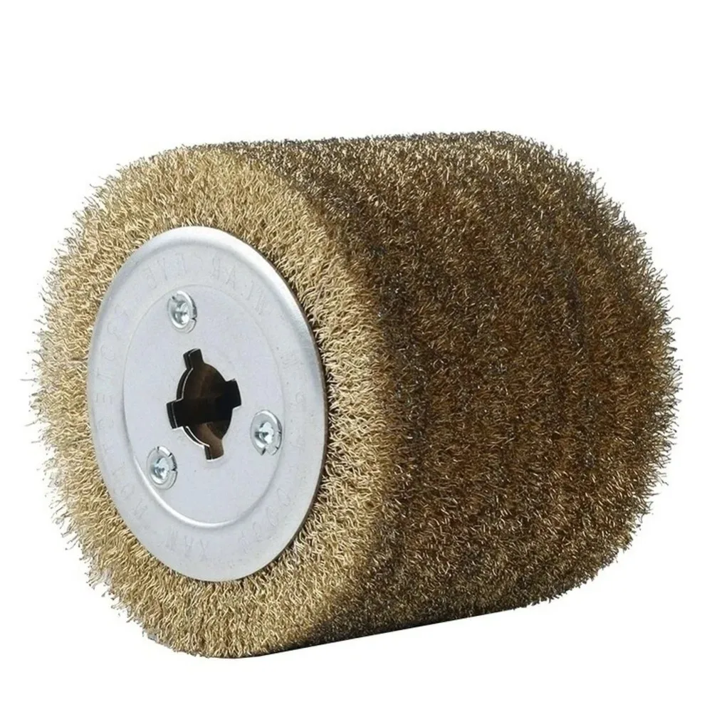 Copper Coated Steel Wire Polishing Wheel Metal Wire Brush Steel Wire Roller Grinding Wheel Rust Removal Oxidation Removal
