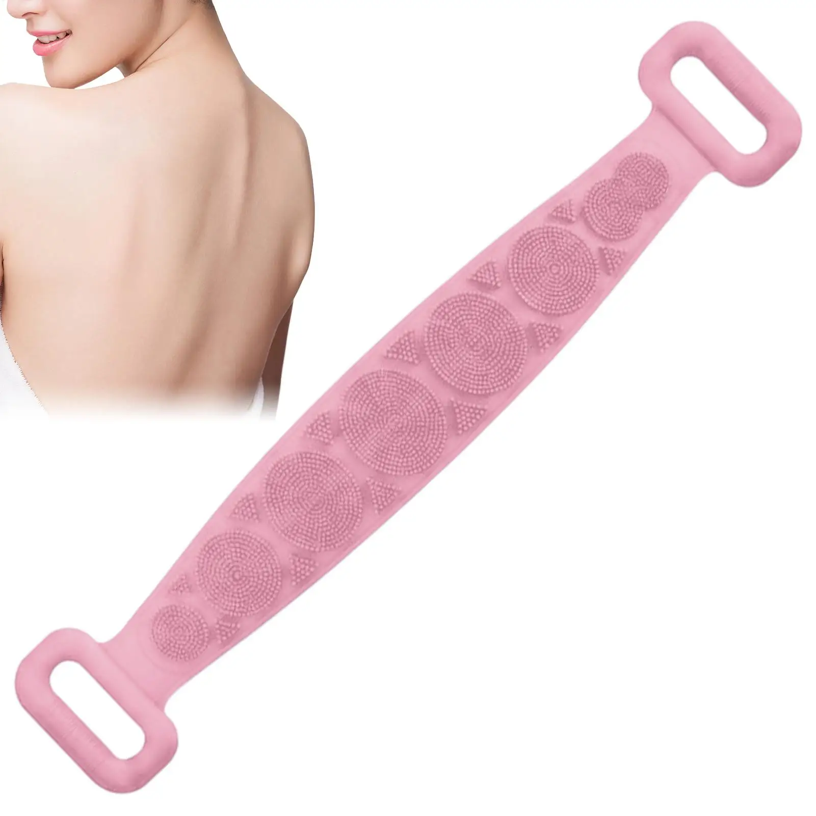 Body Silicone Scrubber 70cm Massage Soft Double-sided Long Belt Shower Silicone Back Scrubber for Showering Bathroom Bathtub