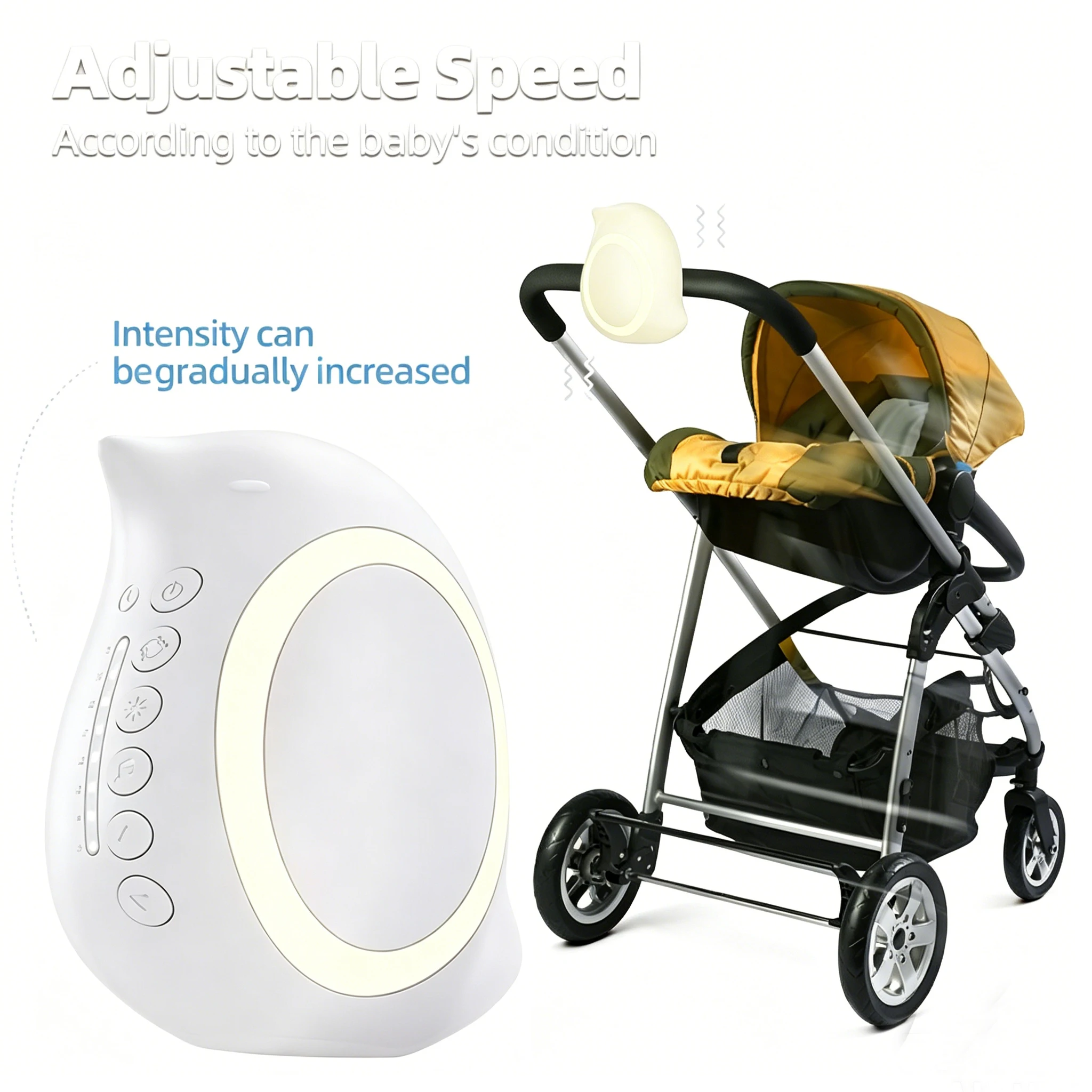 Portable Outdoor Baby Stroller Rocker with Night Light Multi-functional Wireless Bluetooth Sleep Aid Vibrating Soothing Music
