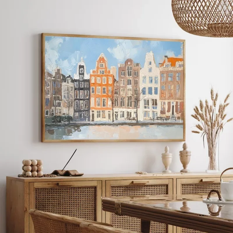 Multiple sizes 1pc frameless Canvas Painting,1pc framless Canvas Painting Seine River in Paris Rustic European CIty  Venice  Can