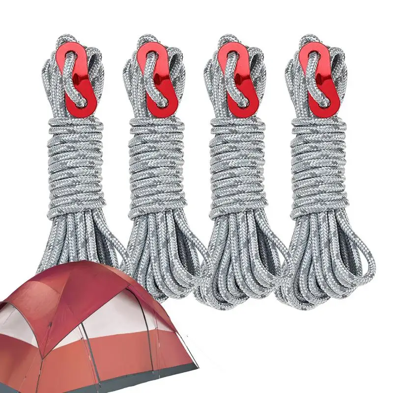 

Tent Rope 4mm High Strength Survival Cord With Buckle Adjustable Tarp Rope Durable Utility Rope For Camping Survival Utility