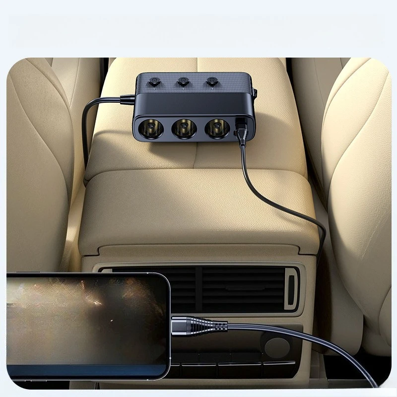 For Car 3-Way Cigarette Lighter Splitter 127W Multi-Function PD 30W QC3.0 Fast Charging Car Charger Adapter Auto Accessories