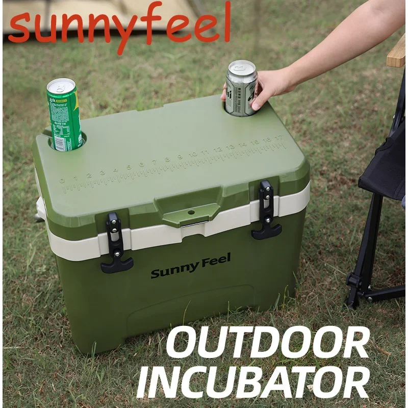 SunnyFeel Outdoor Camping PP Material Insulation Box 25L Large Capacity Thermostat Food Preservation Frozen 24H Box Savings Box