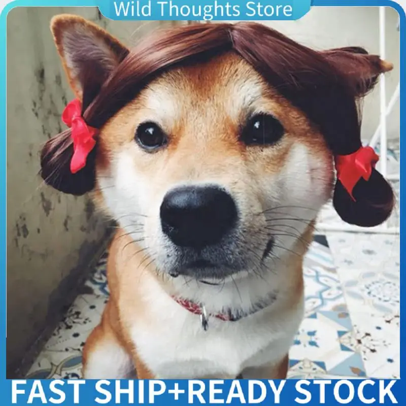

Dog Wig Pet Costume, Cat Costume Synthetic Accessories Puppy Headdress Suitable For Christmas Eve Holiday Decoration-[Qahk]