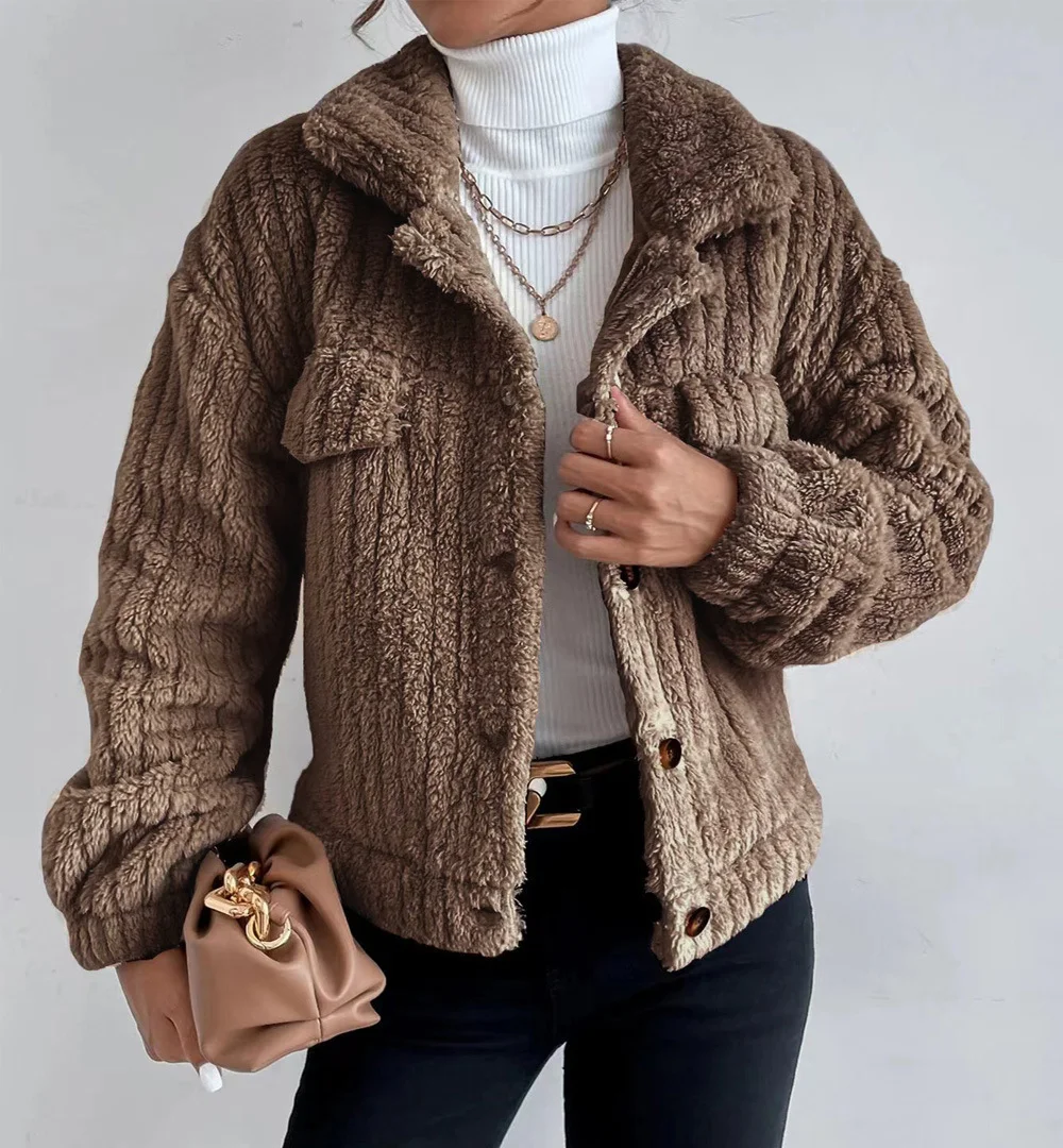 2026 Autumn/Winter Rabbit plush coat lapel shirt plus plush plush coat for comfortable casual women - view 2