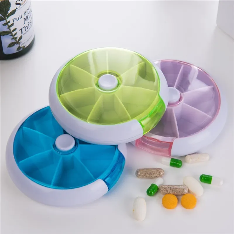 

Circular Portable Pill Case Plastic 7 Days Tablet Candy Box Storage Tablet Holder Travel Organizer Pill Dispenser Container