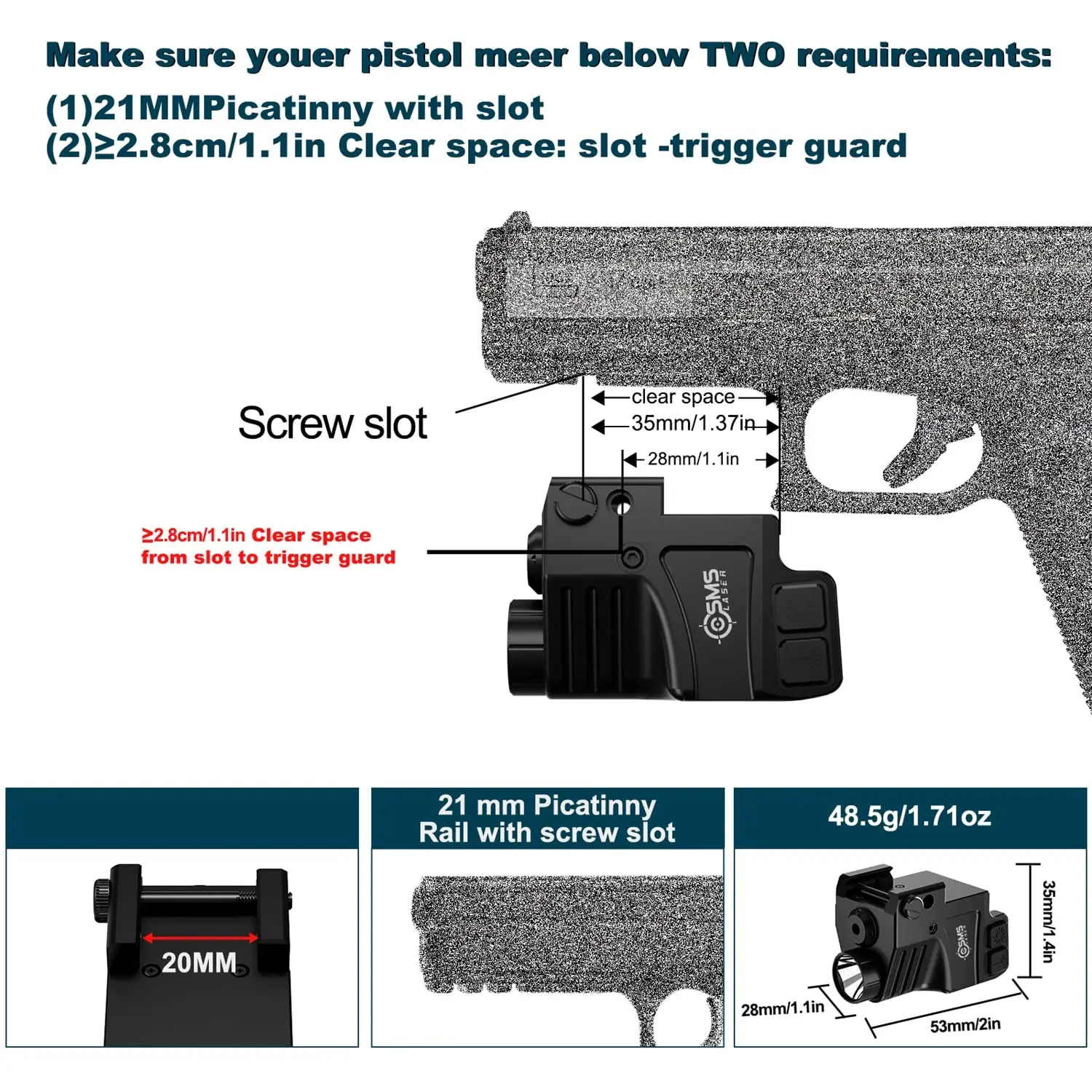 Imagem -05 - Combo de Luz Laser Verde com Lanterna Pacatinny 550 Lumens Guntaurus Compacto G2c Acessórios Glock 19 Arma