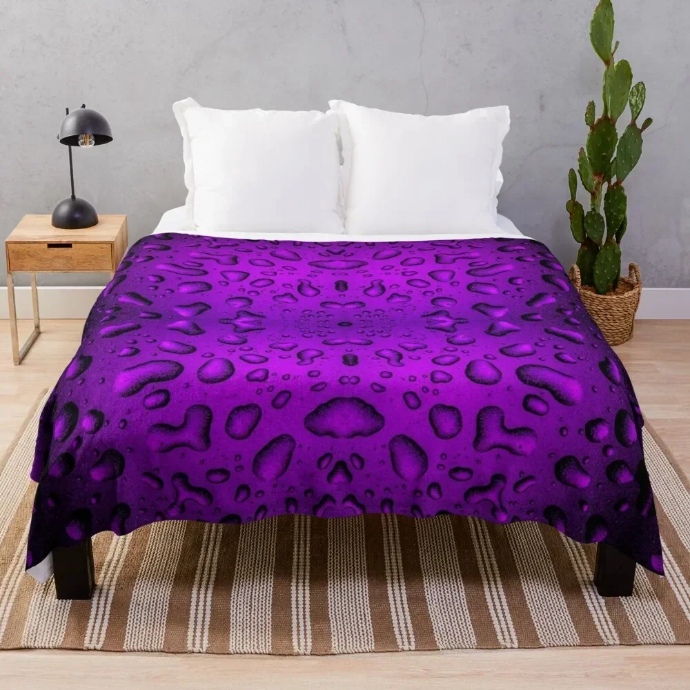 

Cool Grainy Purple water drops cool summer fresh Throw Blanket Blankets For Bed for winter Decoratives Large Blankets