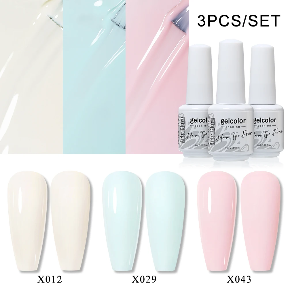 Arte Clavo 8ML 3Pcs HEMA FREE Nail Art Varnish Kit Gel Nail Polish Semi-Permanent Set Hybrid Lacquer Soak Off UV LED 2026 New