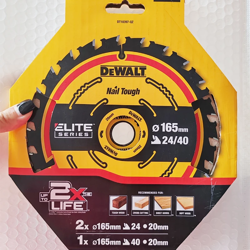 Imagem -03 - Dewalt Dt10397 Série Elite Lâmina de Serra Circular 2x165 mm 24t 1x165 mm 40t Pacote Acessório de Ferramenta Elétrica de Carboneto Resistente ao Impacto