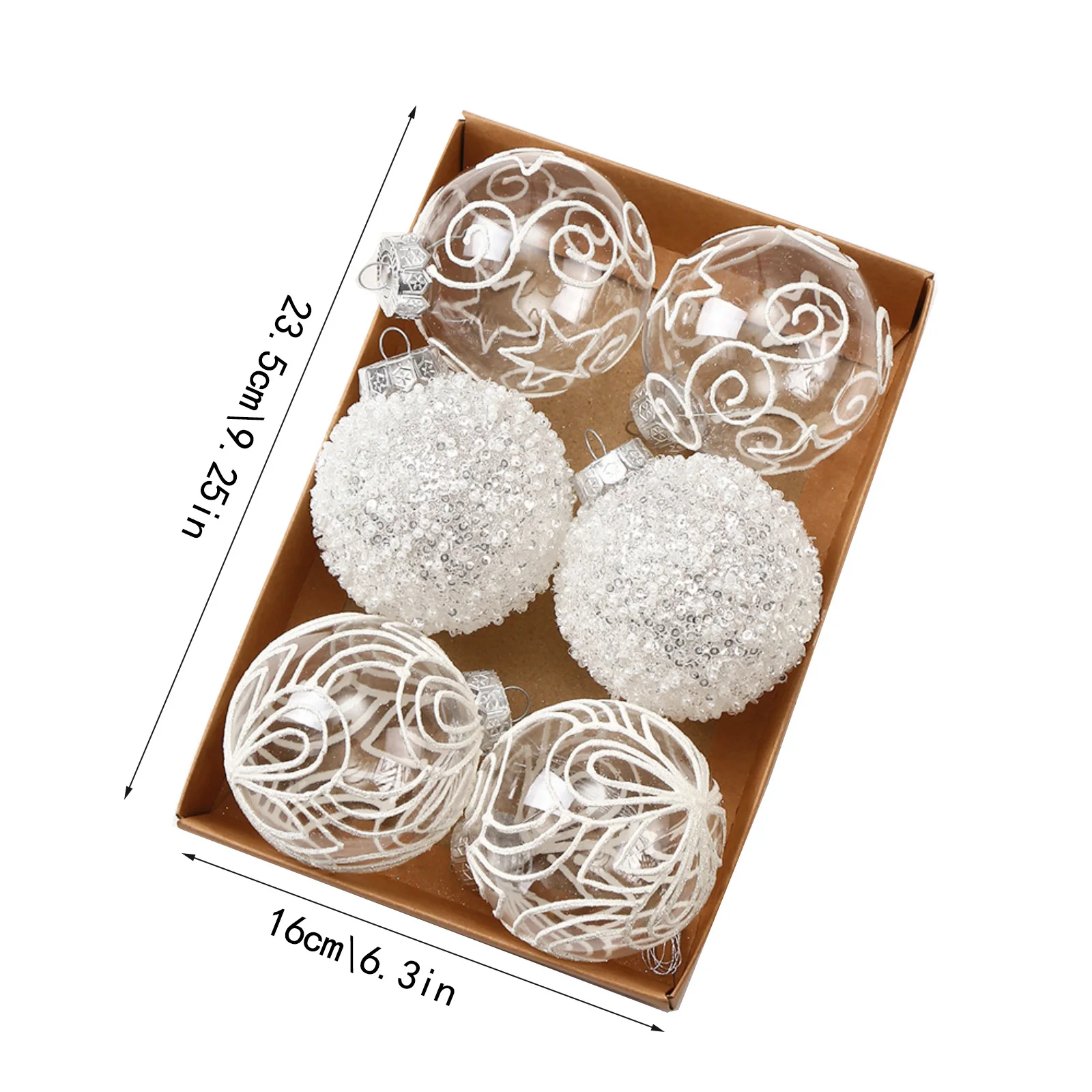 6 قطع عيد الميلاد كرات شفافة رسمت مجموعة يدويا قلادة شجرة عيد الميلاد الديكور الحلي هدية عيد أنيقة #6