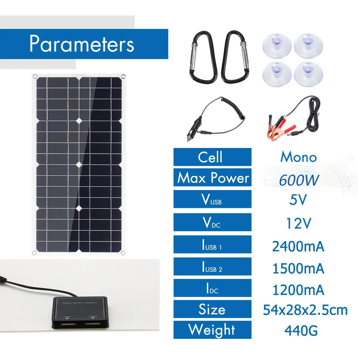 Imagem -03 - Painel Solar Solar Power Bank Solar Battery Kit Carregador Equipamento de Emergência para Acampamento ao ar Livre Turismo 600w 12v 18v