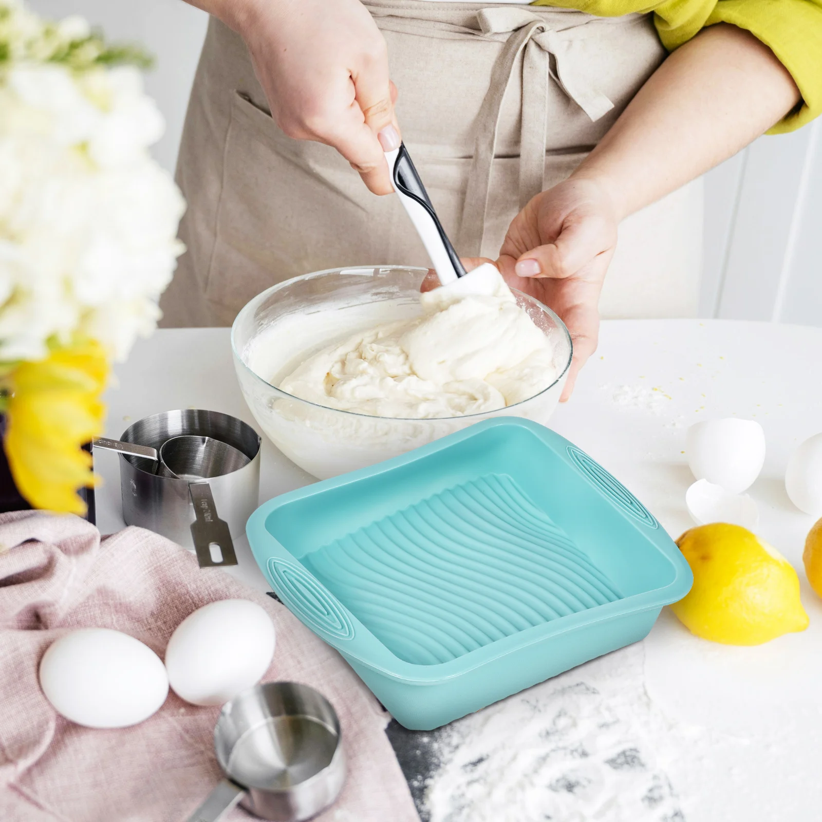 

Silicone Cake Pan Square Baking Tin Non Stick Loaf Tray Rectangular Bread Pan Deep Bakeware Pans Toast Sheet Versatile Kitchen