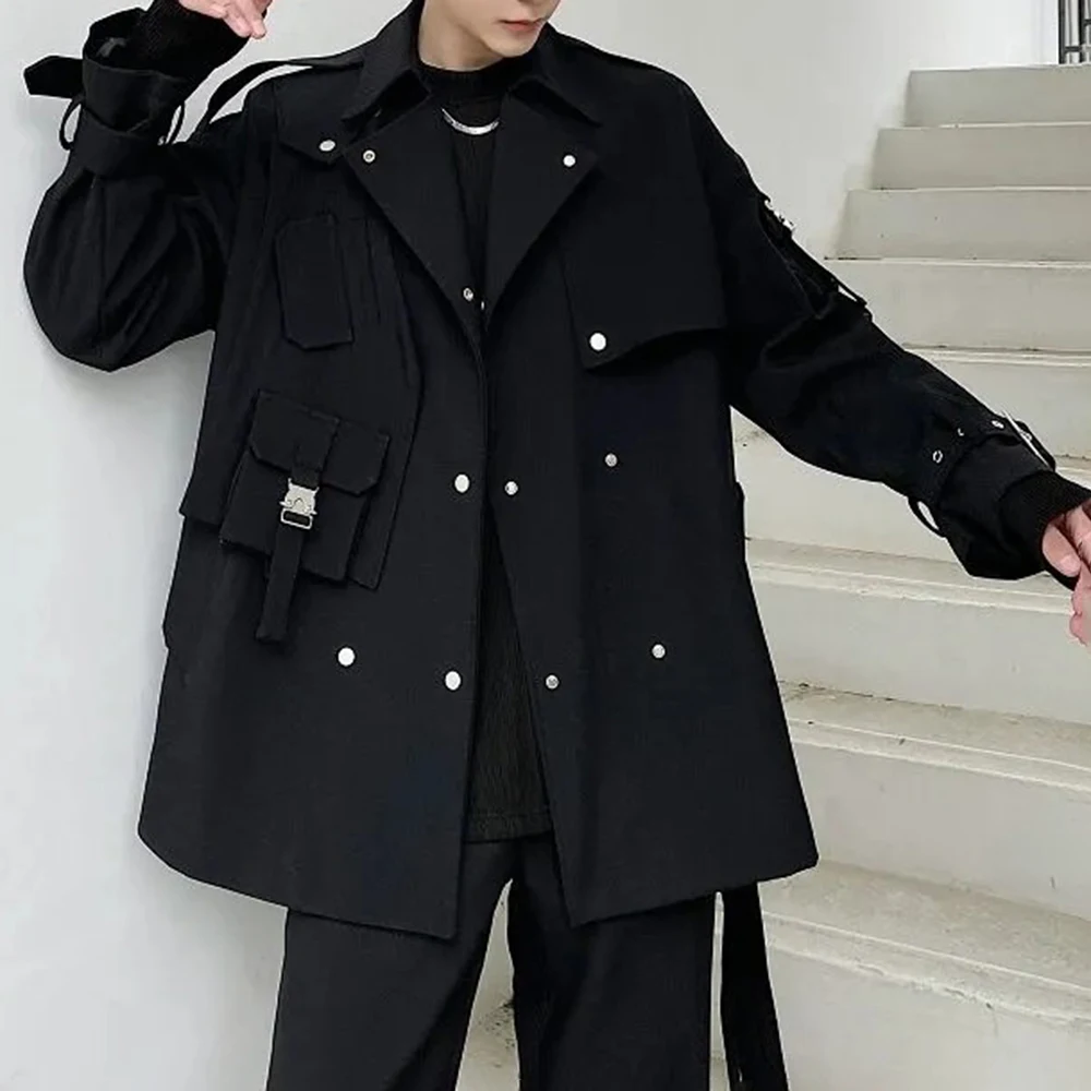 

Весенняя новая мужская однотонная ветровка с длинными рукавами, американская модная тенденция, уличная свободная нишевая мужская куртка в стиле хип-хоп для отдыха