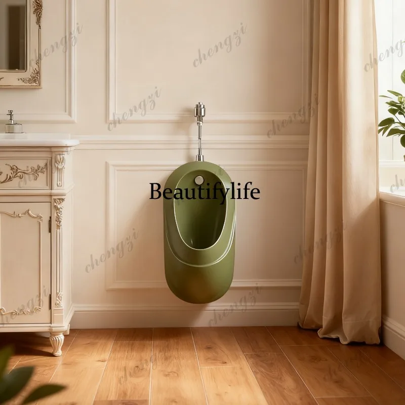 French retro style burgundy wall-mounted induction integrated urine bucket toilet household urinal