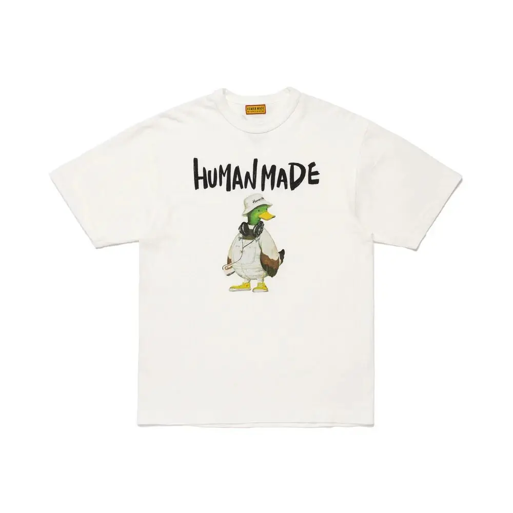 Human Made Style Comic Duck Slub Cotton T-Shirt, Casual Tee for Unisex