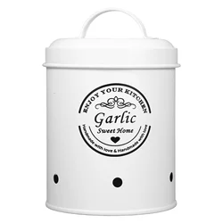 Garlic Storage Bucket Potato Kitchen Holder Ginger Jar for Iron Garlic Saver Container