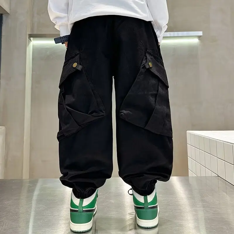 عالية الجودة الفتيان Sweatpants الخريف الاطفال سراويل تقليدية لصبي ملابس الأطفال الكورية 2025 الربيع فضفاض القطن الأحمر بنطلون