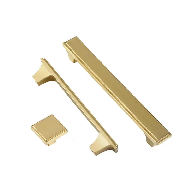 Nordic Light Luxury Brass Cabinet Handle Modern Simple Wardrobe Drawer Pull Hardware 2